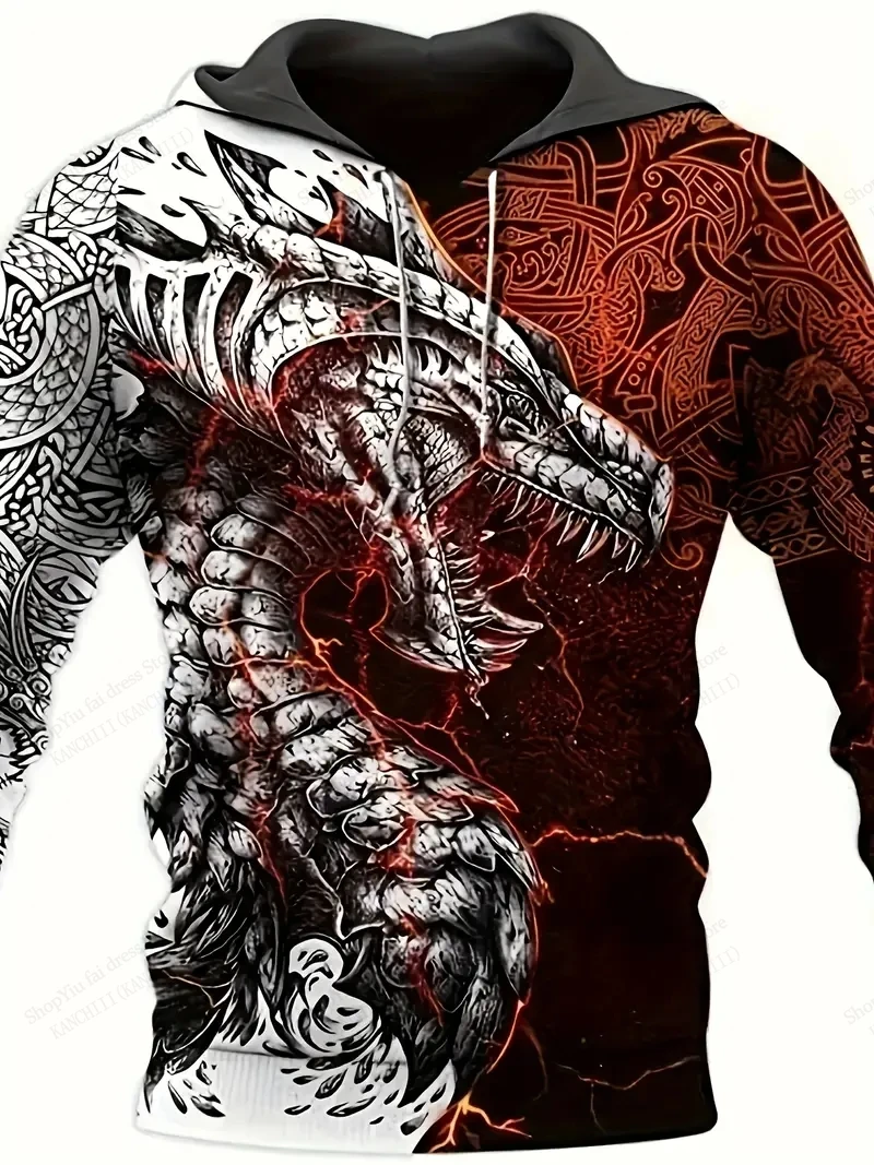 남성용 드래곤 3D 프린트 그래픽 후드티 남녀 공용 패션 캐주얼 오버사이즈 후드 스웨트셔츠 코트 여성 스웨트 남성 의류 새해