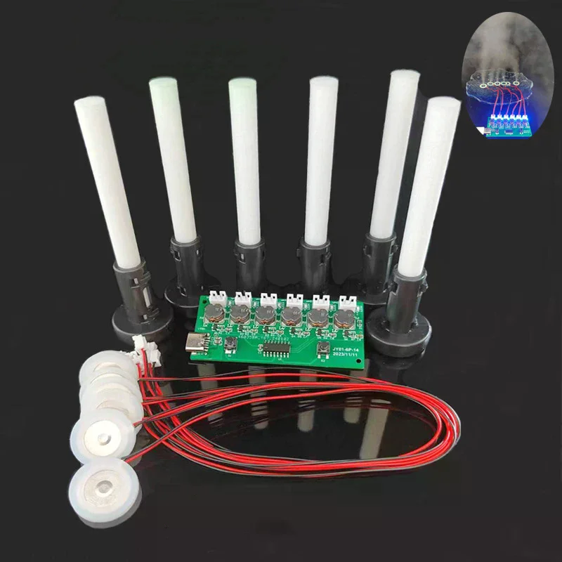 Humidifier Module DIY Kit, Ultrasonic Nebulizer Mist Driver Circuit Board with 6-Nozzle Control Interface