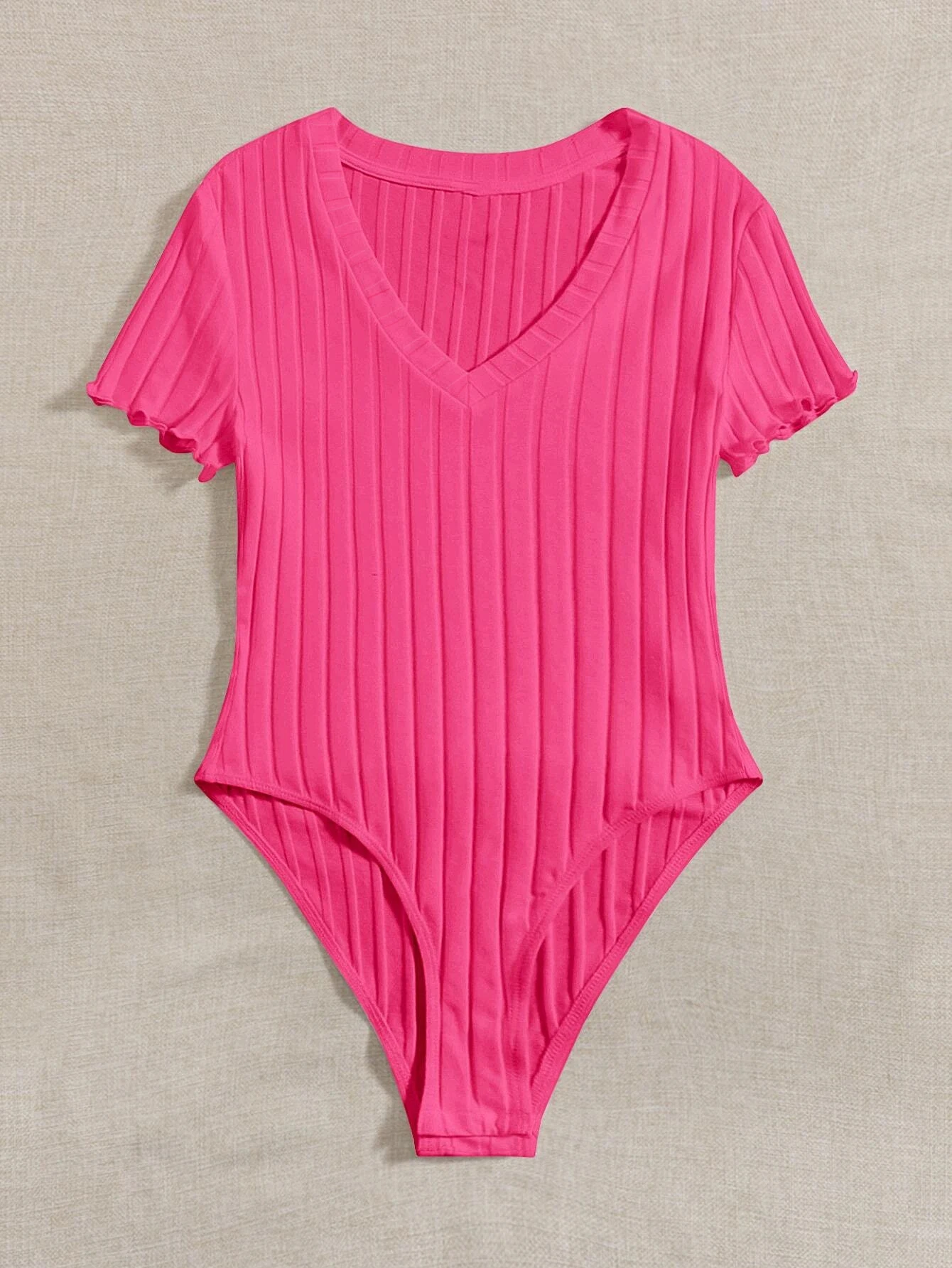 Neues kurzärmeliges, schmales T-Shirt mit V-Ausschnitt, sexy und vielseitiger, eng anliegender Jumpsuit. – Detail 11
