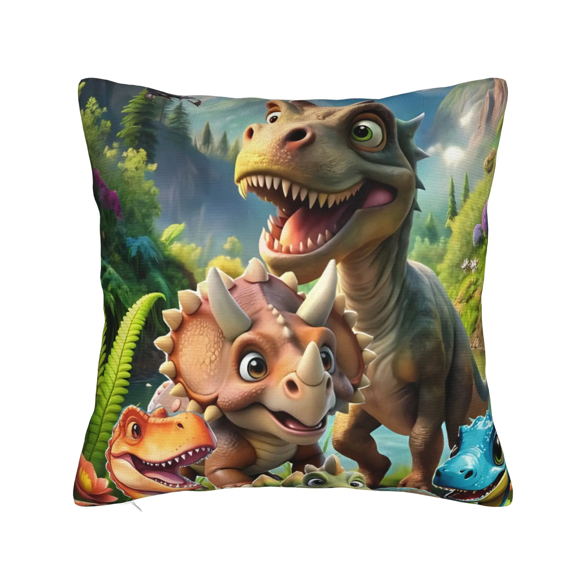 Jurassic Dino World Park Pillow Case  Print Pillow Cover For Sofa Couch Bed Living Room Funny Cushion Cover