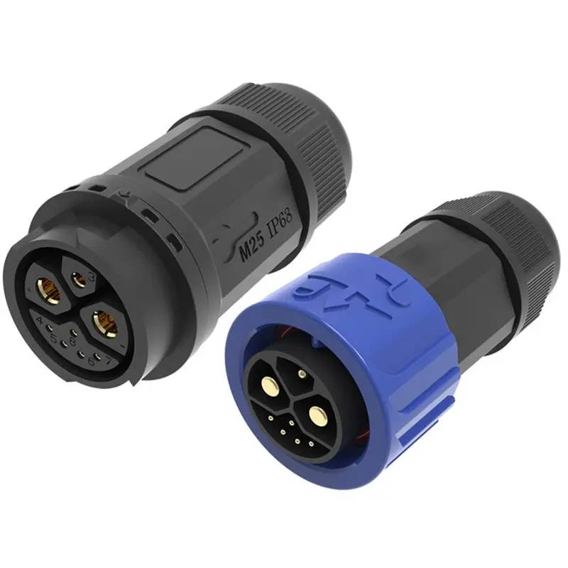 AAAN-Auto Locking M23 2+ 1+ 5 Pin Waterproof Connector Power Signal Integrated Solder Male Female Plug IP68 For E-Bike