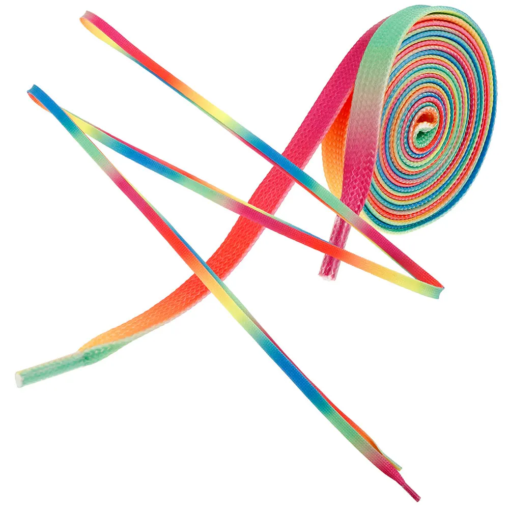 

Rainbow Gradient Skate Laces Colorful Flat Polyester Shoelaces Water Proof Durable Hockey Sports Straps Sneakers Ice Accessories