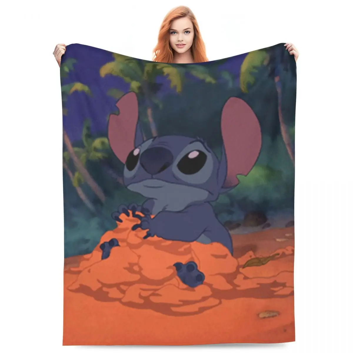 

Warm Soft Blankets Picnic Cute Stitch Throw Blanket Flannel Bedspread For Couch ChairFunny Sofa Bed Cover