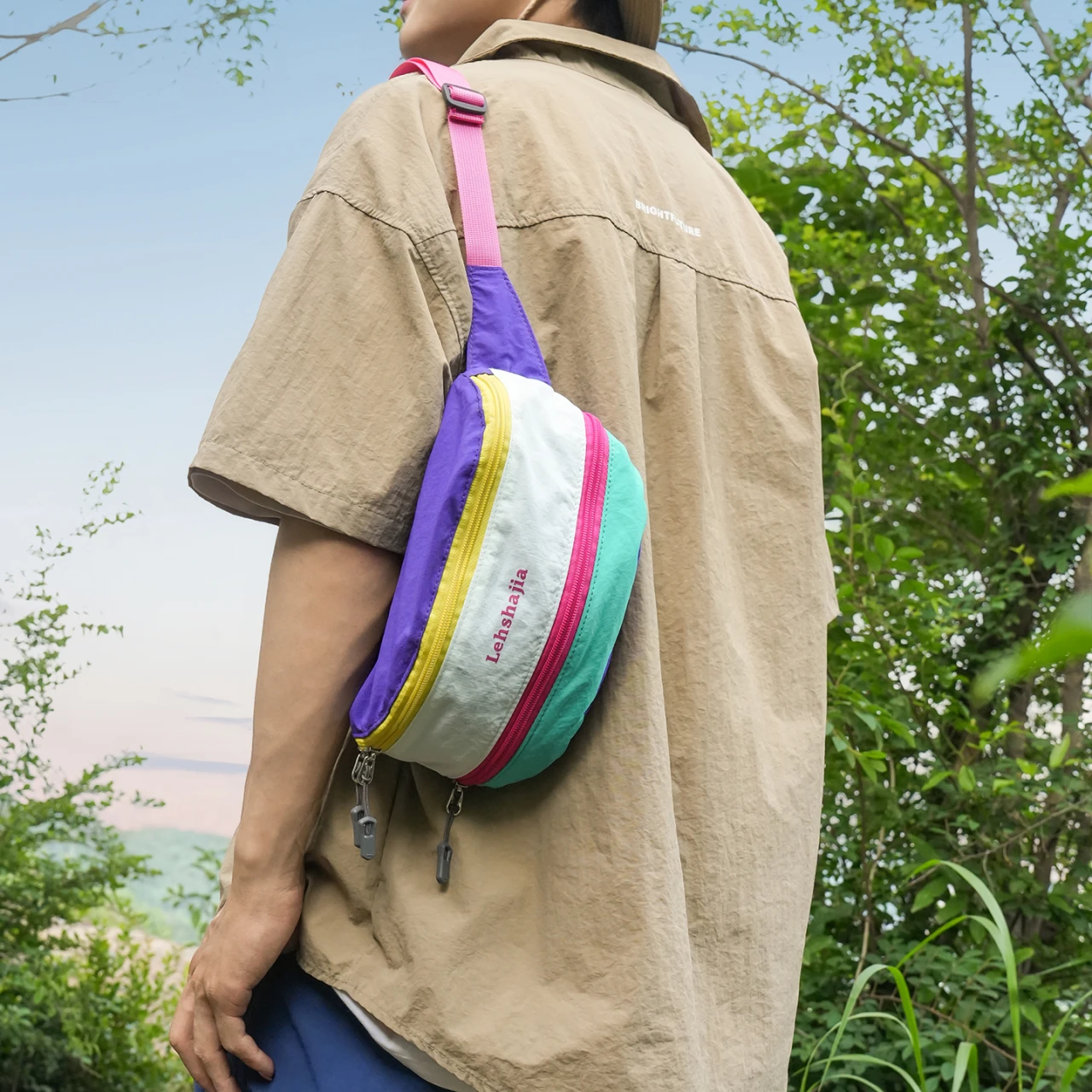 2026 Autumn New Color Block Nylon Fanny Pack Men Women Outdoor Sports Crossbody Waist Bag Casual Travel Chest Sling Bag