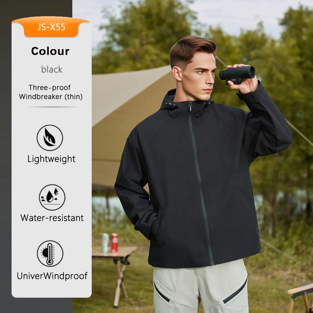 

Куртка унисекс с капюшоном для мужчин и женщин, трехзащитная ветровка, легкое уличное пальто, осень 2024, повседневная спортивная одежда ​ ​ Топ с длинными рукавами