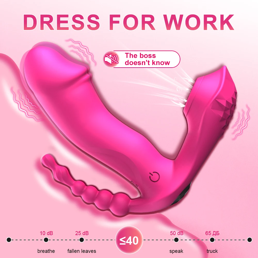 3 & 1 Powerful Licking Sucking Vibrator Female Clit Stimulator Dildo Anal Beads Wear Panties Vagina Massager Oral Vacuum Suction