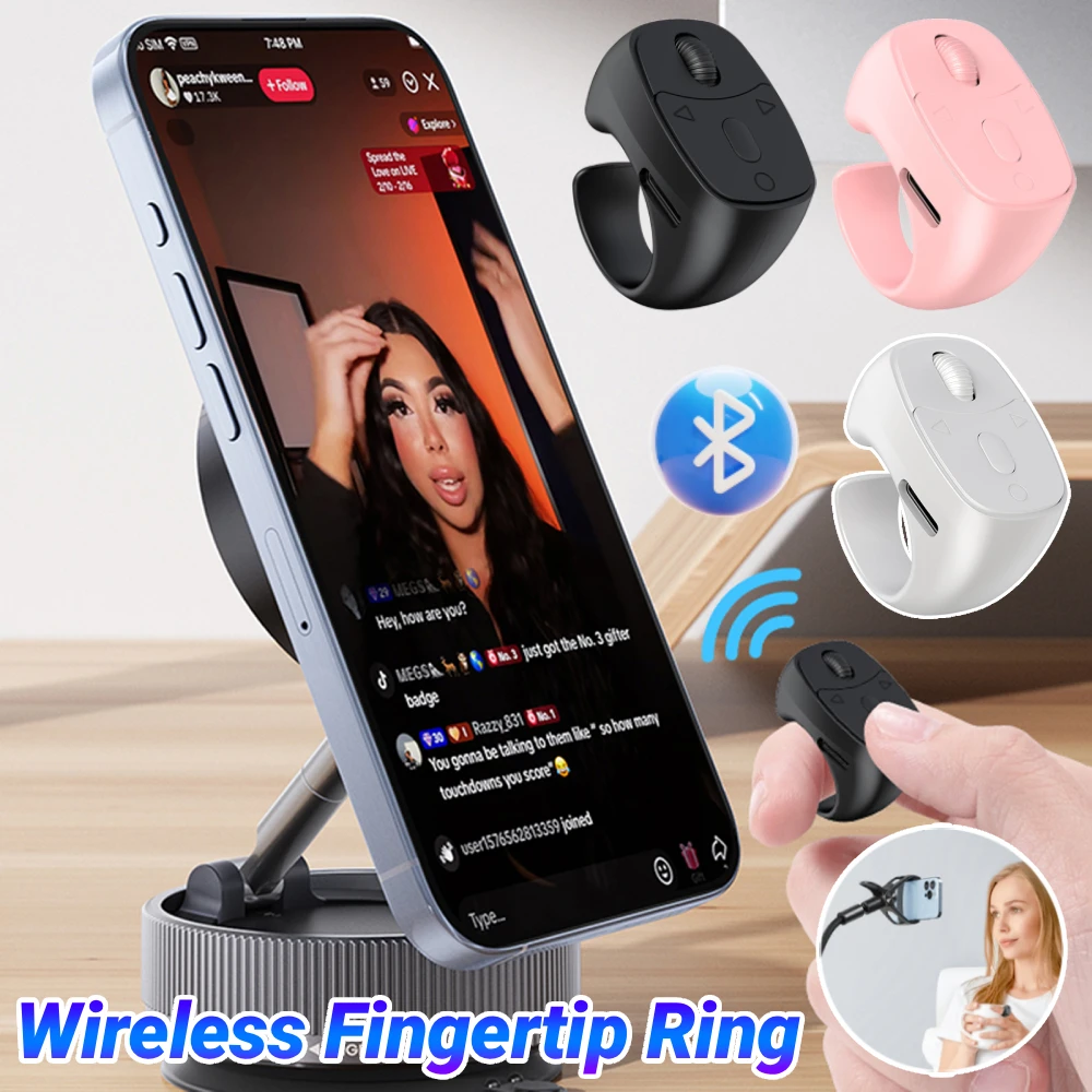 

Wireless Fingertip Ring Remote Control Page Turner Bluetooth 5.3 Scrolling Ring for Mobile Phone Wireless Camera Shutter Selfie