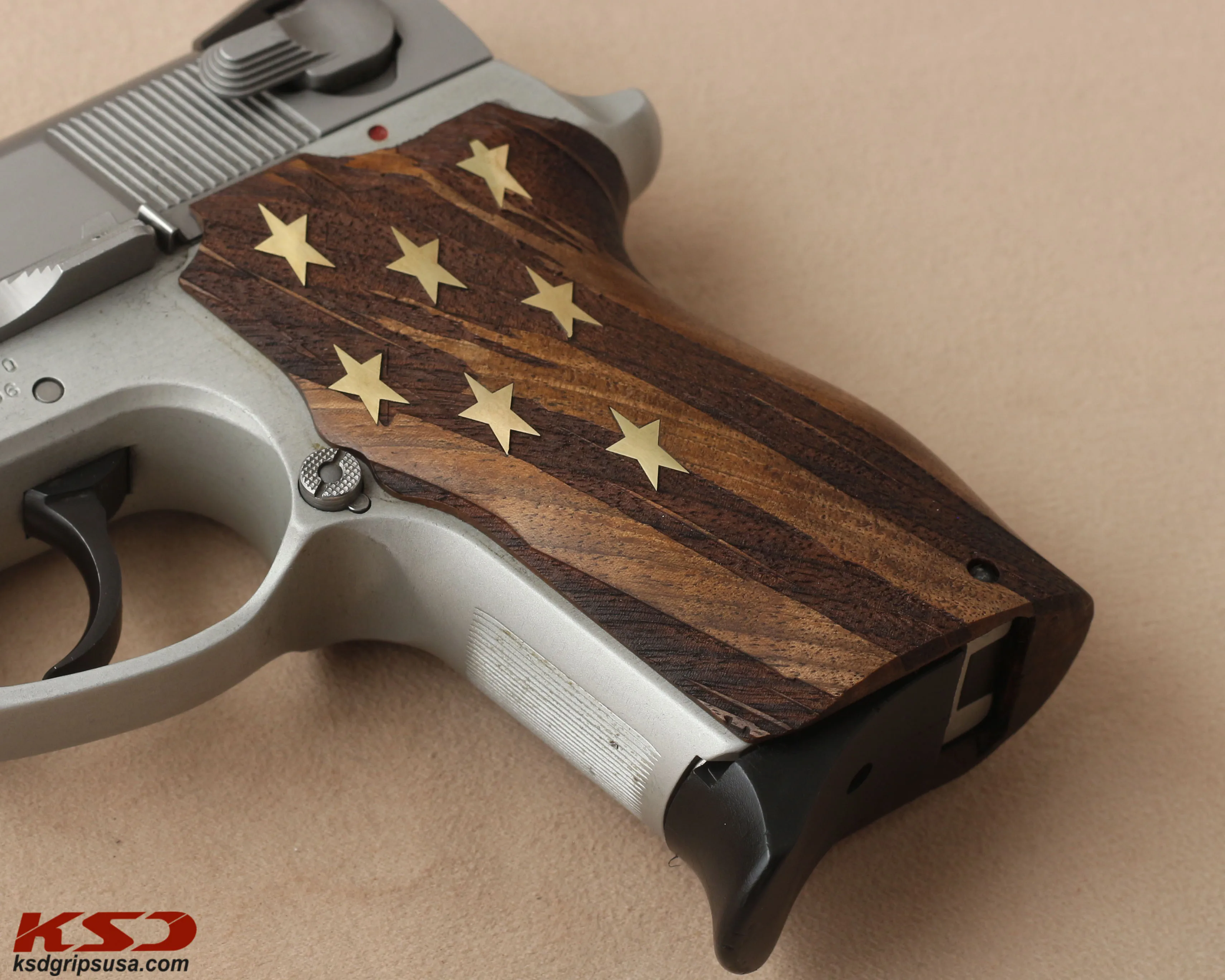 KSD Brand Smith Wesson 6906 Compatible Walnut Grips American Flag