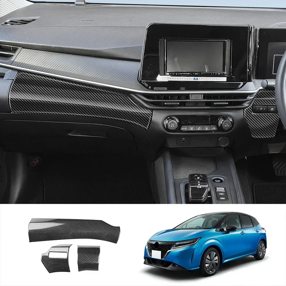 

For Nissan Note E13 e-POWER 2020 FE13(2WD) 2020 2021 RHD ABS Carbon Fiber Black Center Control Panel Interior Accessories
