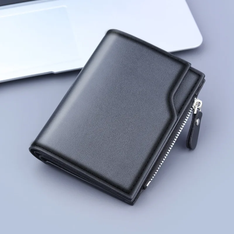 

Men's Short Wallet New Leather Wallet Men's Three Fold Multi Card Wallet Men's 13 Card Zipper Zero Wallet