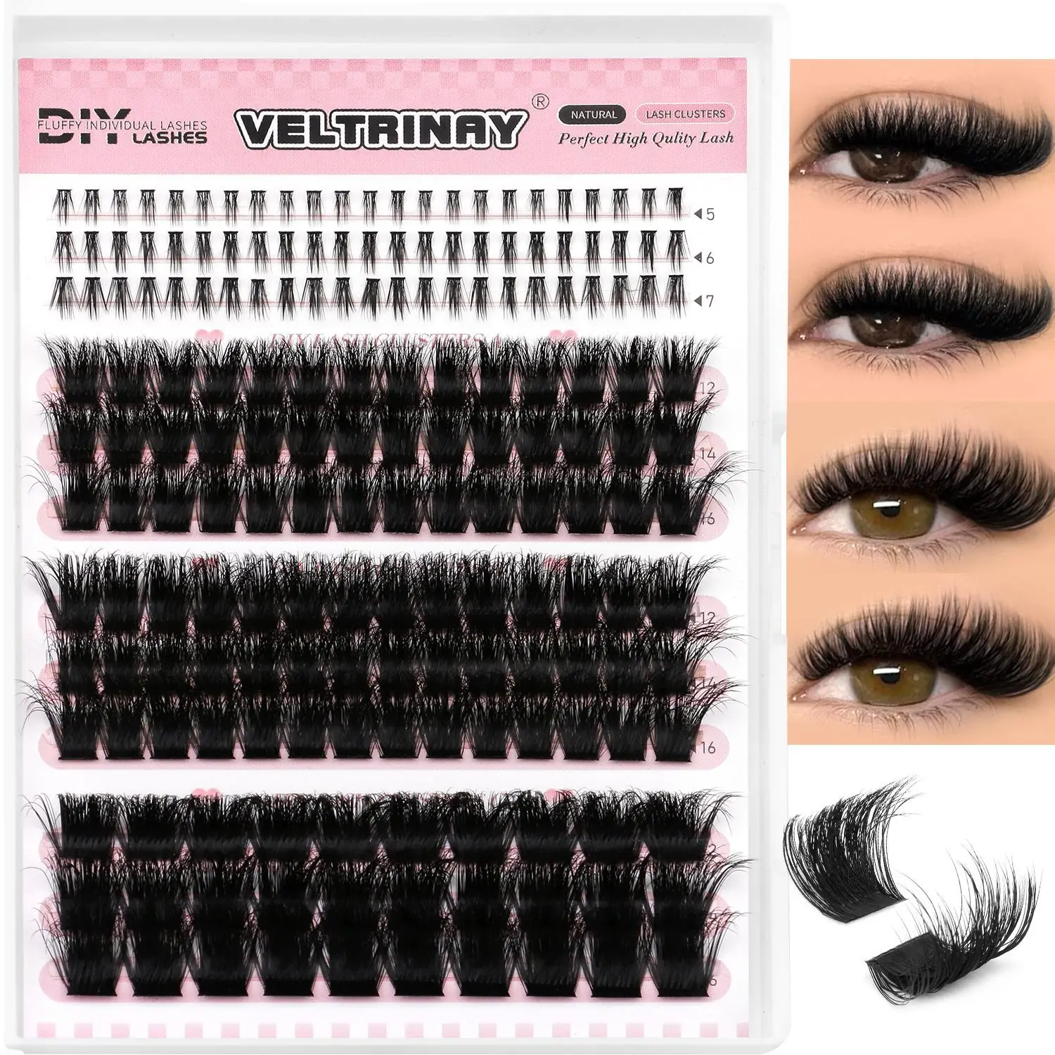 Upper And Lower Mixed Cat Eye Cluster Lashes DIY Segmented Grafting Soft Mink Fur Evenly Spaced Roots Uniformly Blossoming