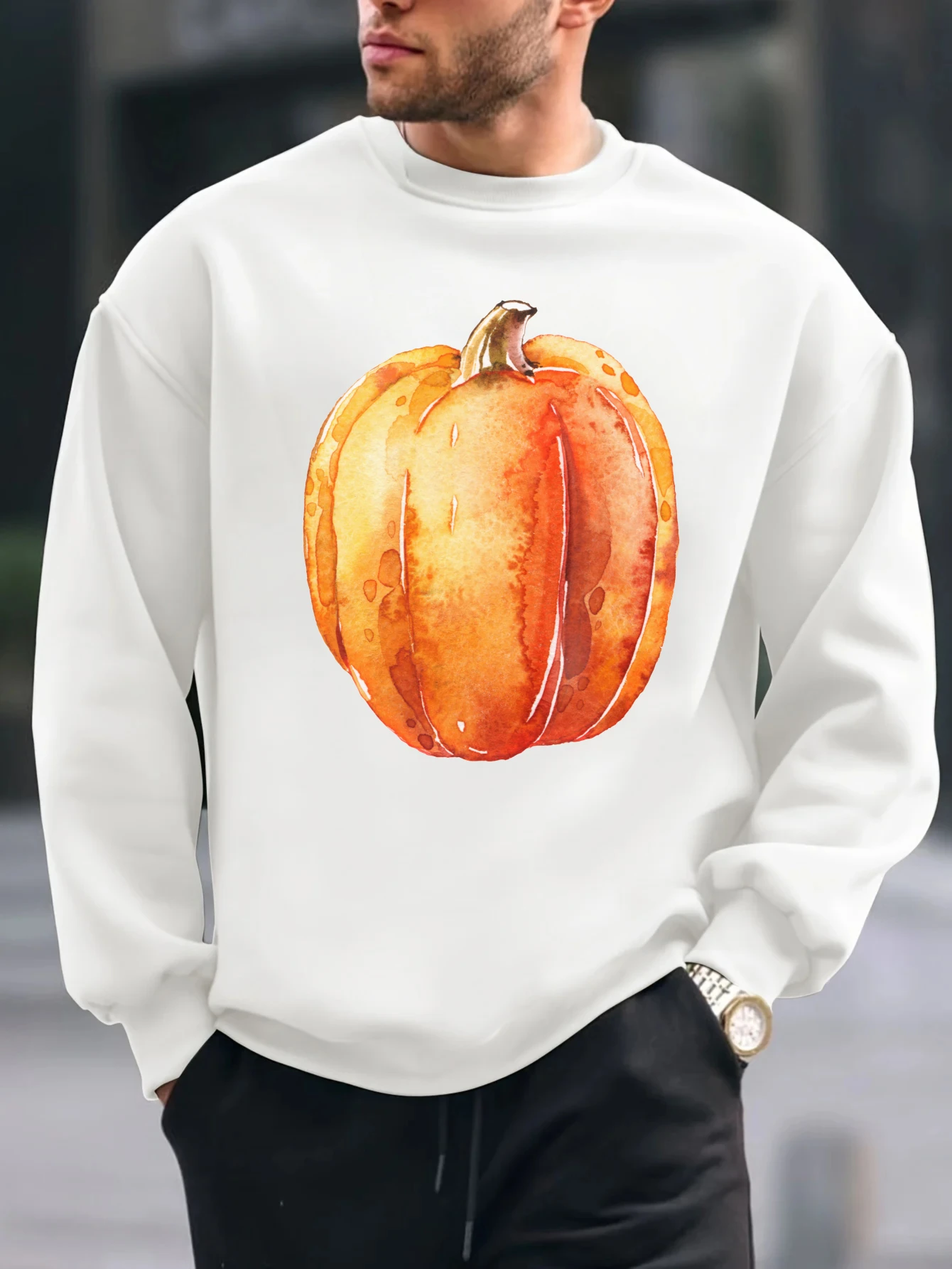 

2025 Реалистичные топы с принтом тыквы, мужская повседневная толстовка с длинными рукавами, весенне-осенняя толстовка с капюшоном, свободные костюмы в стиле аниме