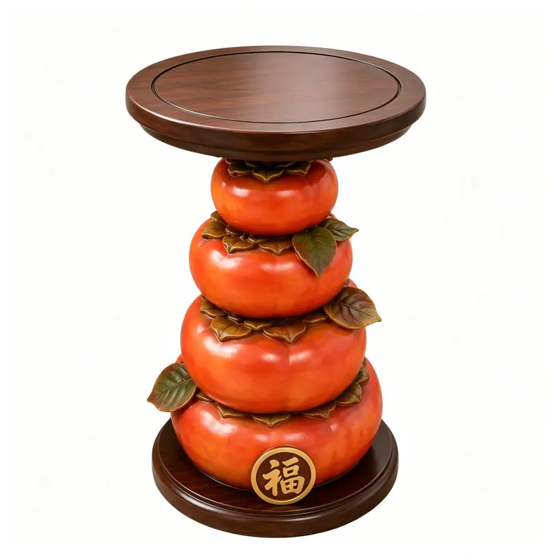 Lucky Persimmon Ruyi Home Furnishing Living Room A few small tables next to the sofa Chinese bedside table