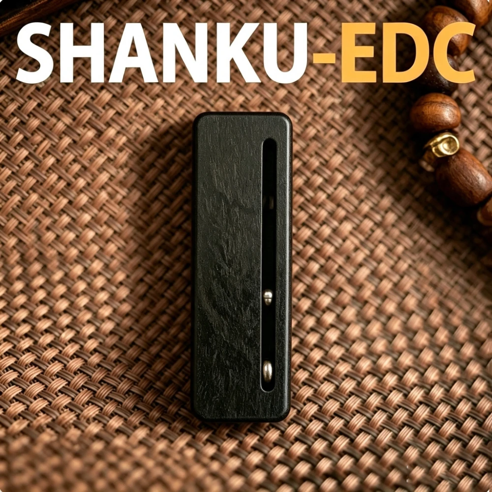 SHANKU EDC Wooden Mechanical Track Metal Buckyball Push Fingertip Card Decompression Toy