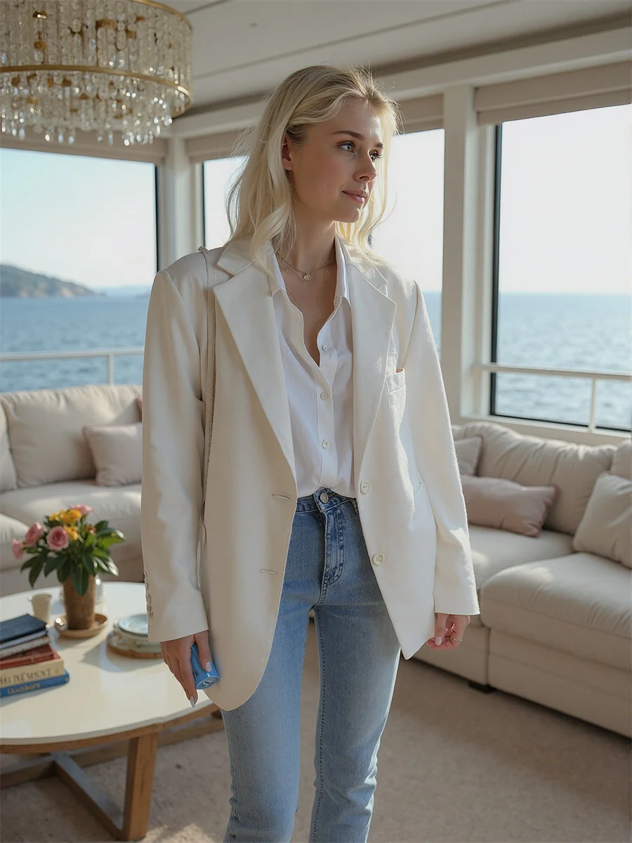 Blazer noir pour femmes, col rabattu, décor de fourche, taille serrée, couleur extensible, brillant, flottant, manches longues, Midi Business