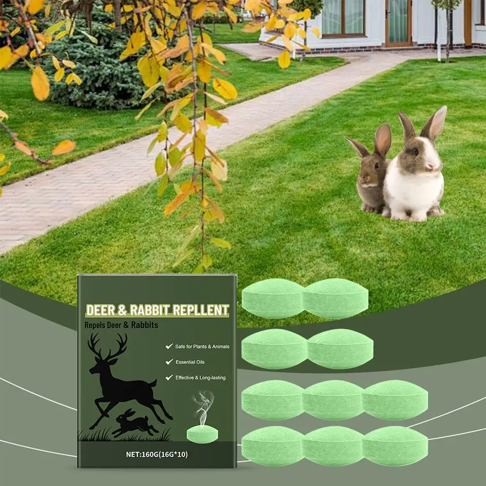 

10Pcs Deer and Rabbit Repellent Pills Home Outdoor Courtyard Plant Oil Odor Repellent Long lasting Repellent Pills