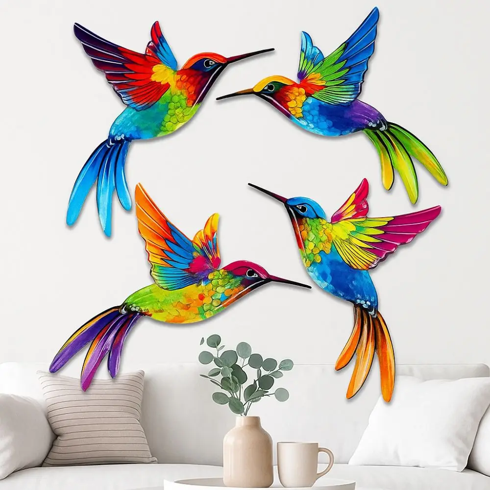 

European Style Wooden Bird Wall Decor Rustic Vintage Colorful Bird Ornament Handmade Bird Wall Art Home Living Room Bedroom