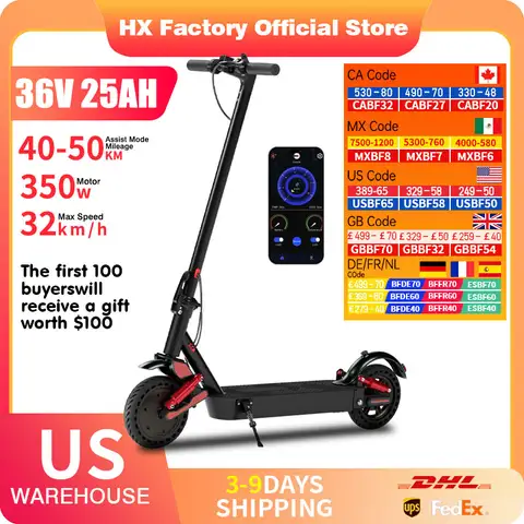 HX D06 electric scooter 350W 36V 25AH Shock absorbing Electric kick scooters foldable E Scooter 8.5inch APP Smart adult escooter