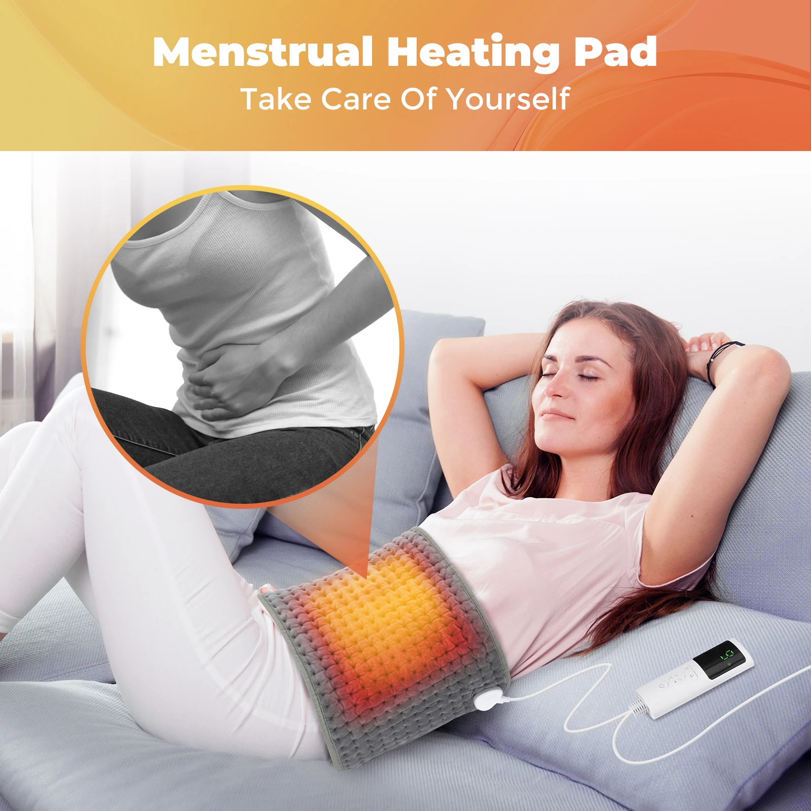 Electric Heating Waist Pad Adjustable Temperature Massage Waist Warm&Hot Compress For Abdomen Uterus Thermal Lumbar Support Belt