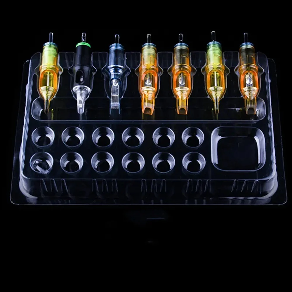 

20 шт./лот, держатель для игл для татуировок, прозрачный пластиковый держатель, машина для ручки, чернила, лотки для пигментов, подставка для перманентного макияжа, боди-арт