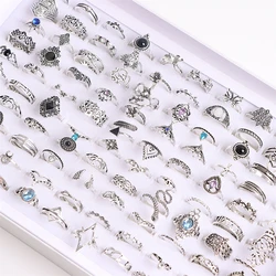 Pack of 30pieces Women's Fashion Bohemia Flower Animal Leaf Love Snake Crown Diy Jewelry Finger Rings Mix Different Style