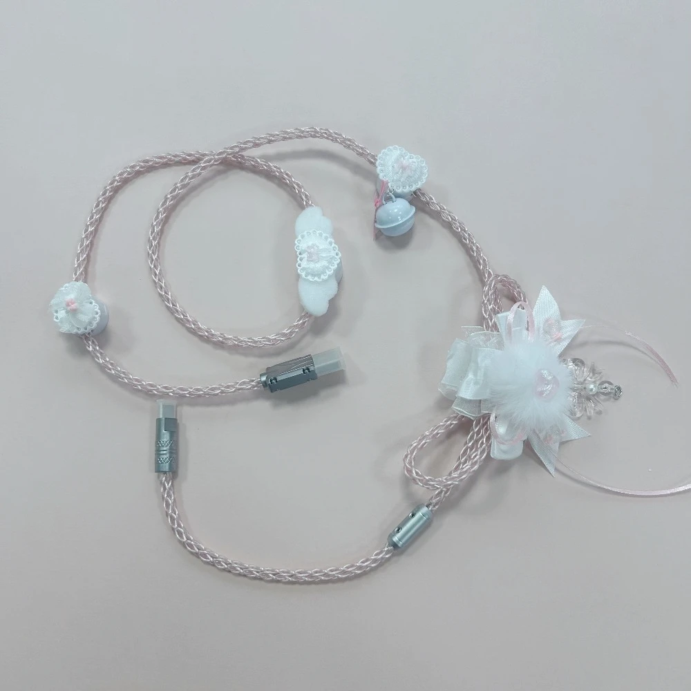 White Light DIY Single Precision Copper Pink Keyboard Cable8-strand Braided Wire with A Diameter of 5.5mm Support 8k Return Rate