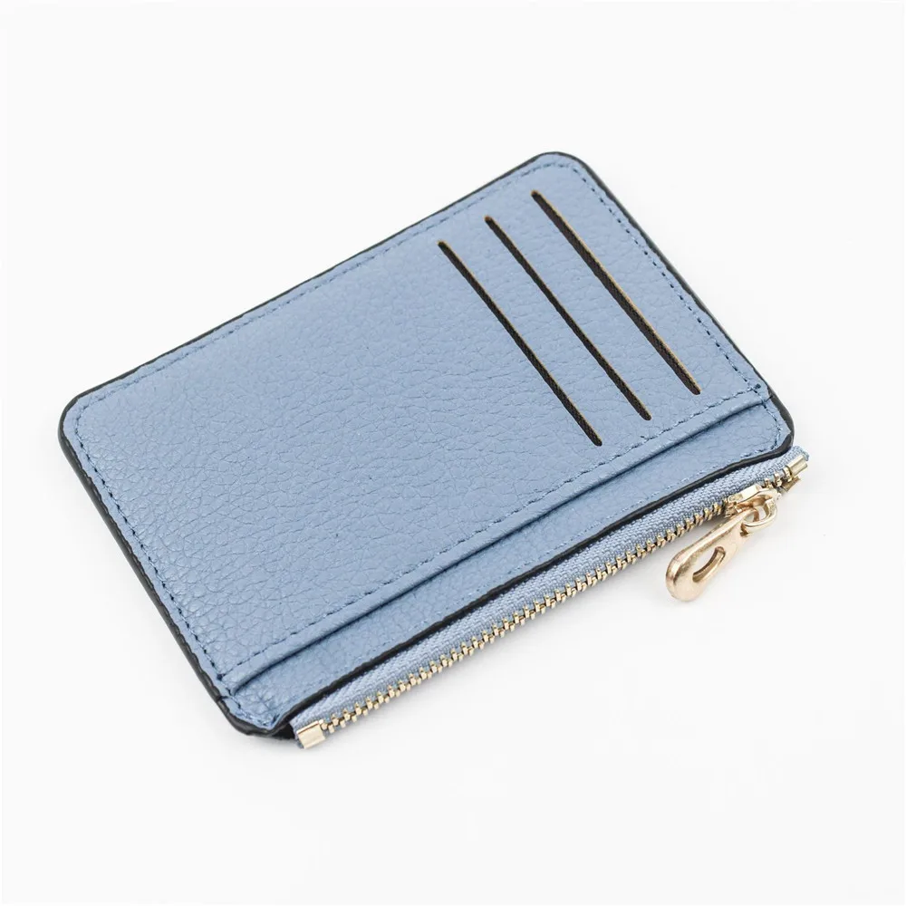 Fashion Mini ID Card Holders Bags Men/Women Business Credit Card Holder PU Leather Slim Bank Card Case Organizer Wallet Zipper