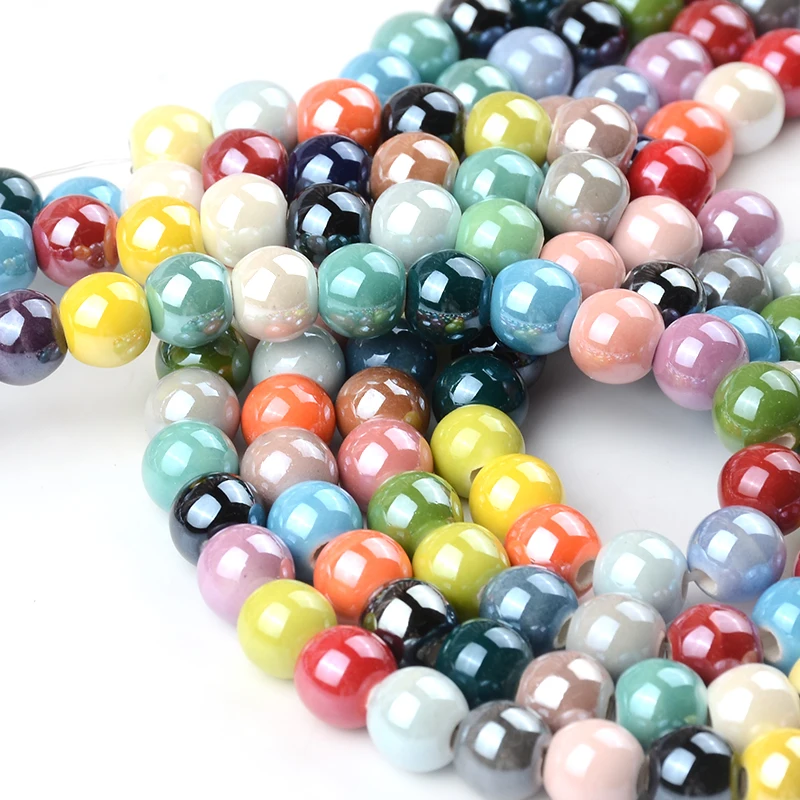 A variety of mixed ceramic beads Solid Color DIY Loose Porcelain Beads For Jewelry Making Bracelets Accessories 45 Colors