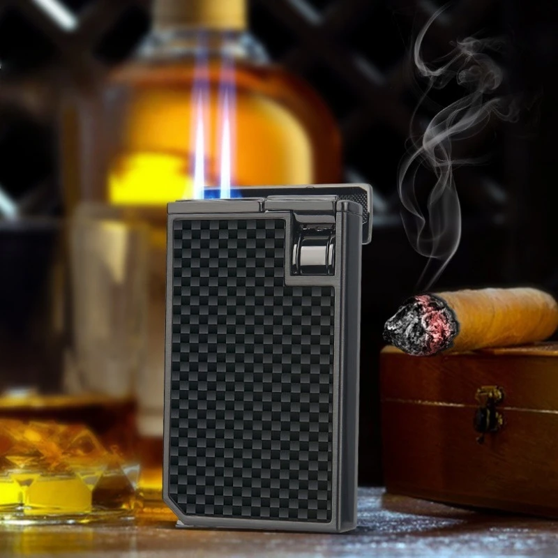 

HONEST Dual Jet Flame Refillable Lighter for Cigars Premium Windproof Business Gift for Men Elegant Metal Cigar Accessory