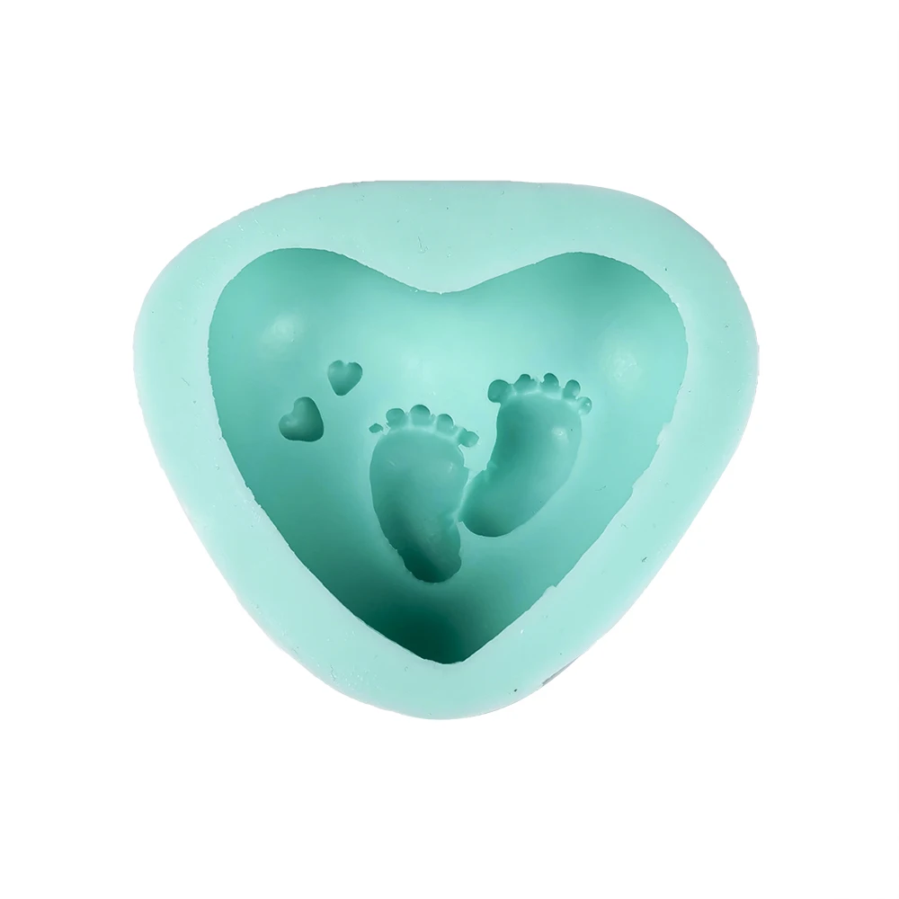 PRZY Love Heart Mold Soap Molds Handmade Mould Silicone Heart Baby Feet Molds Fondant Soap Clay Resin Candle Mould