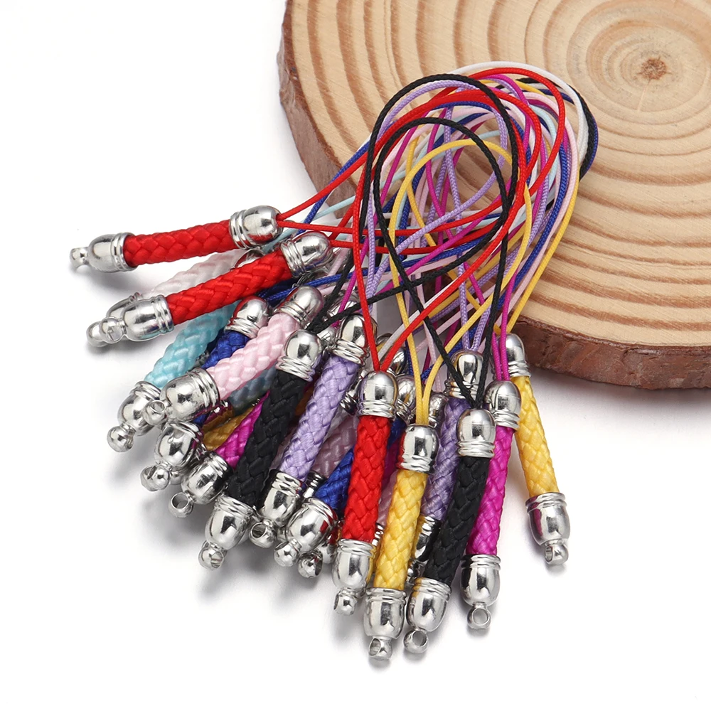 10pcs/lot Rohdium Buckle Weaving Lanyard 8cm Colorful Hanging Rope For DIY Jewelry Pendant Phone Key Car Bag Chain Accessories