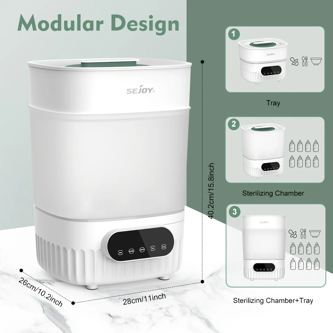 SEJOY детские бутылочки для молока, электрический паровой стерилизатор, сушилка, 2-слойная регулируемая время сушки, интеллектуальное управление, стерилизация бутылочек