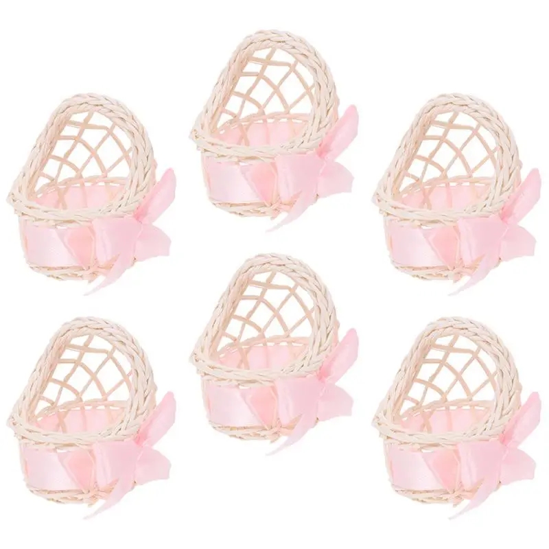 Basket Mini Flower Baskets Woven House Model Wicker Baby Picnic Girl Toy Dollhouse Cradle Rattan Wedding Decoration Decor