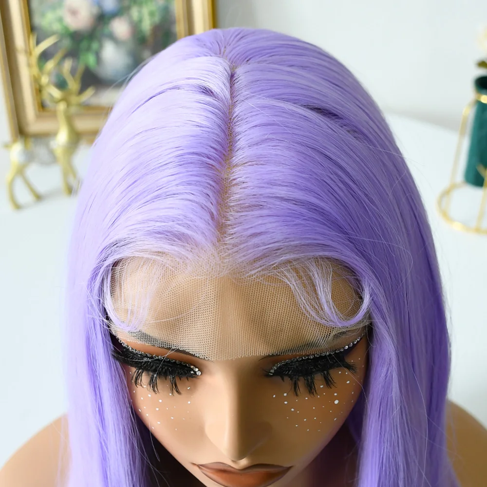 Light Purple Wig Long Silky Straight Free Part Synthetic Lace Front Wigs Heat Resistant Fiber Wig for Women Daily Party Cosplay