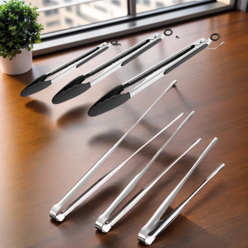 

Щипцы для приготовления пищи — термостойкие кухонные щипцы из нержавеющей стали, прочные металлические стопорные щипцы — идеально подходят для барбекю, посудомоечной машины