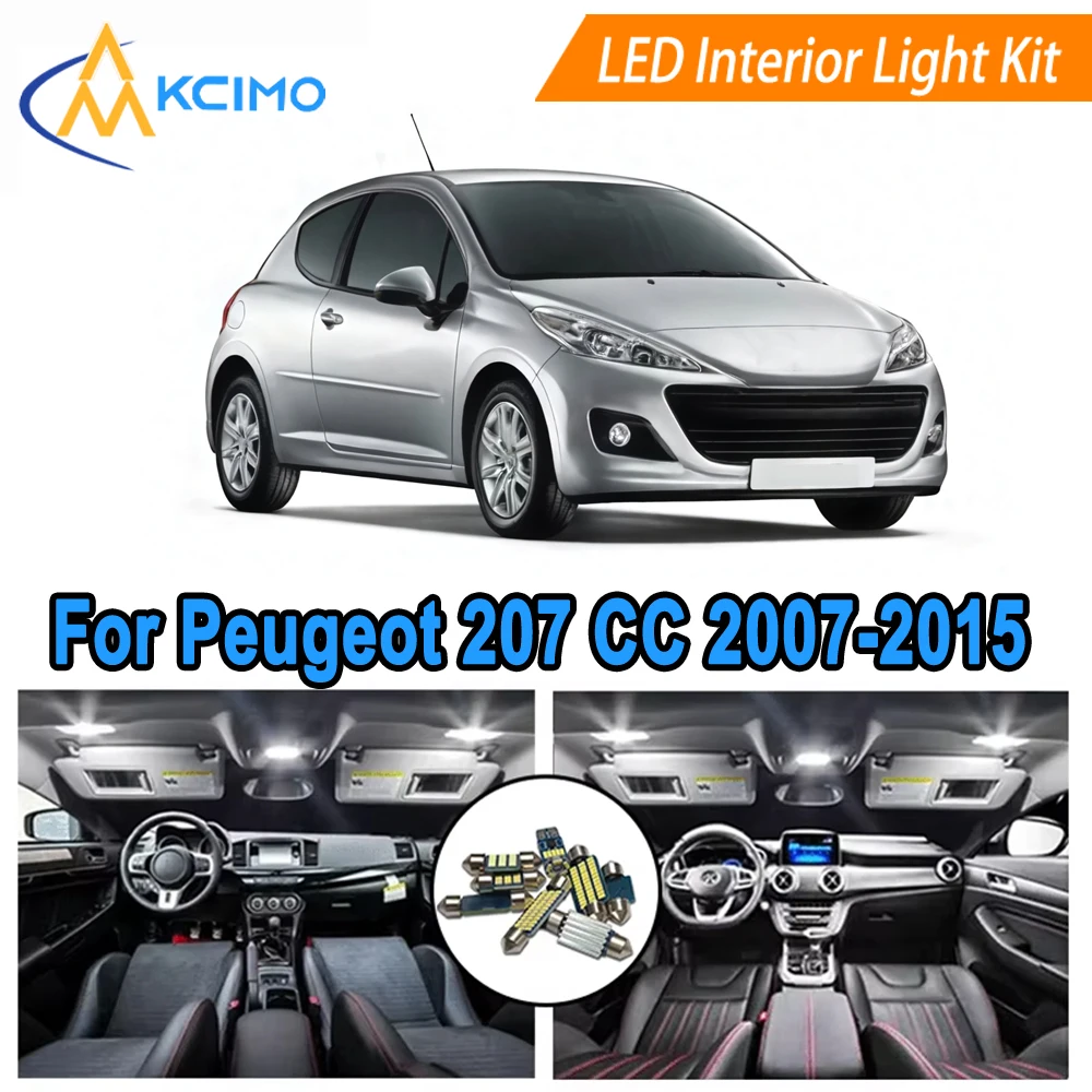 

Car Interior Lights For Peugeot 207 CC 207CC Cabrio 2007-2015 Super Bright 6000K Cool White/Blue LED Bulbs Easy Installation