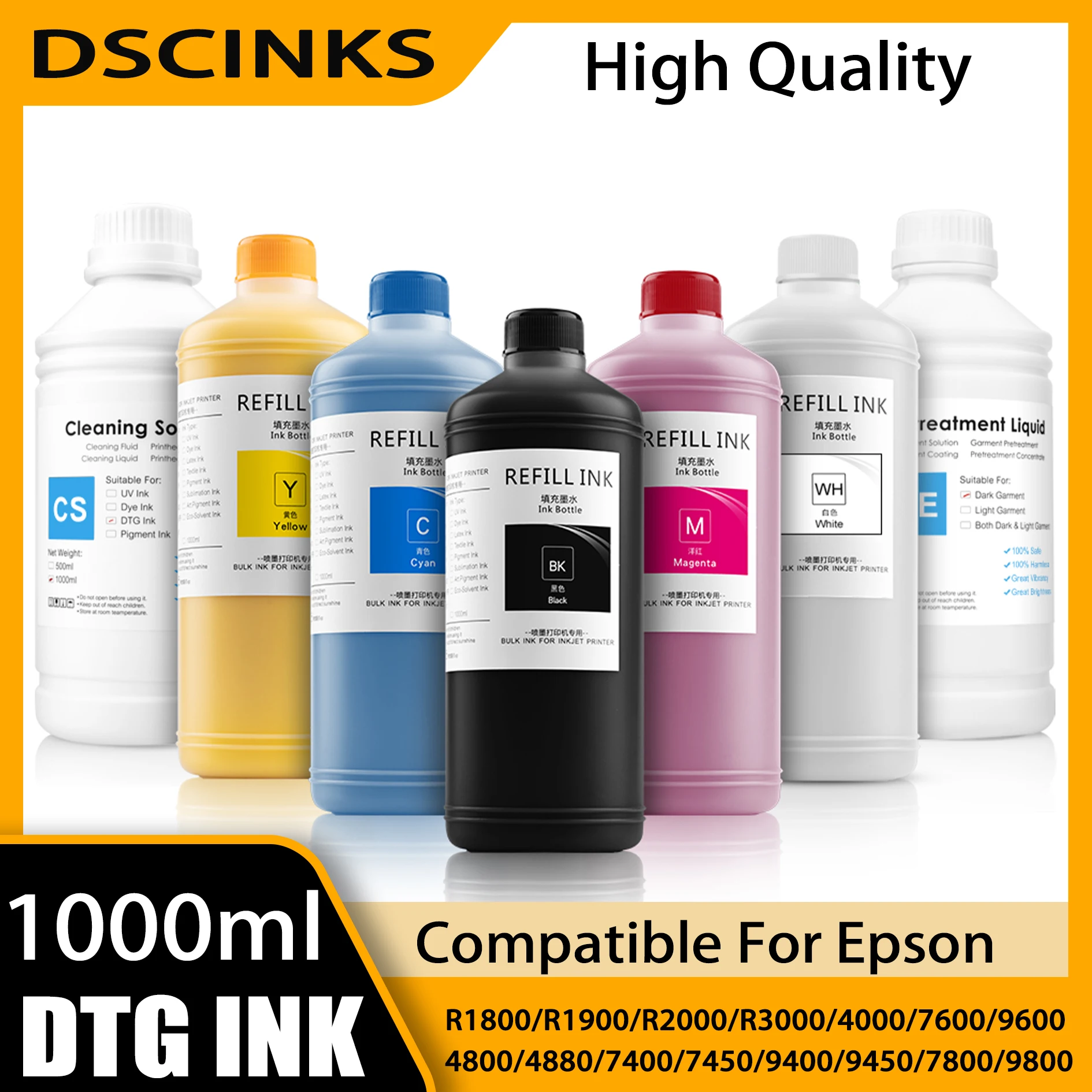 1000ml DTG Textile Ink white ink For Epson L1800 L805 1390 Sure Color F2000 F2100 F2130 F2140 F2150 F2160 DX5 DX6 printer