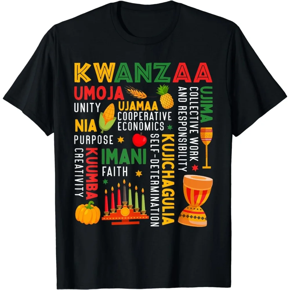 Happy Kwanzaa Tshirt Seven Principles of Kwanzaa Funny T-Shirts Men Women Gift Festival Costumes Unisex Daily Life Casual Tee