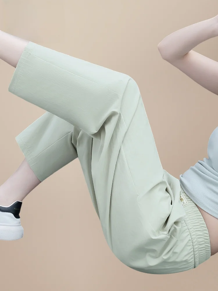 Pantalones Casuales de Pierna Recta para Mujer Pierre Cardin, Pantalones Deportivos de Seda de Hielo Delgados para Verano, Ci...