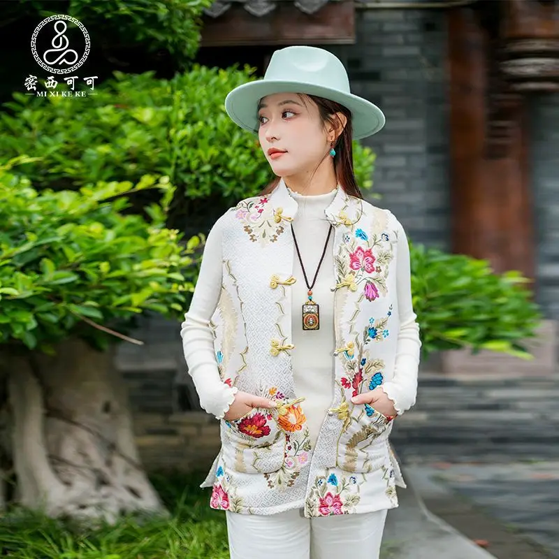 

Tibetan sleeveless vest women's loose top Tibetan embroidery vest ethnic style