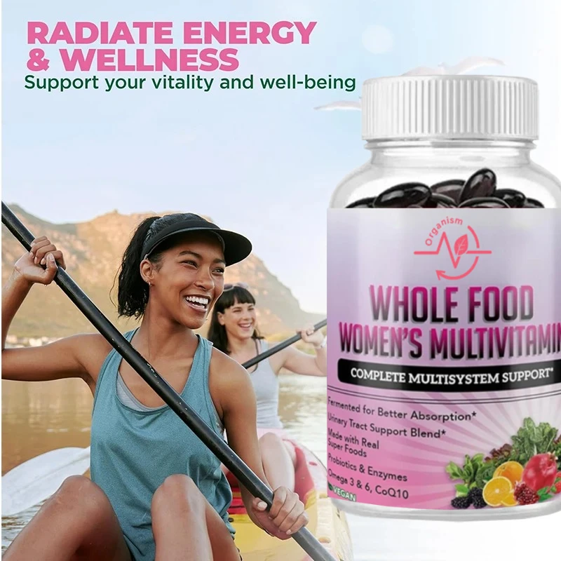فيتامينات نسائية متعددة تحتوي على 44 طعامًا كاملة عضوية ومغذيات مخمرة -60 كبسولة نباتية #4