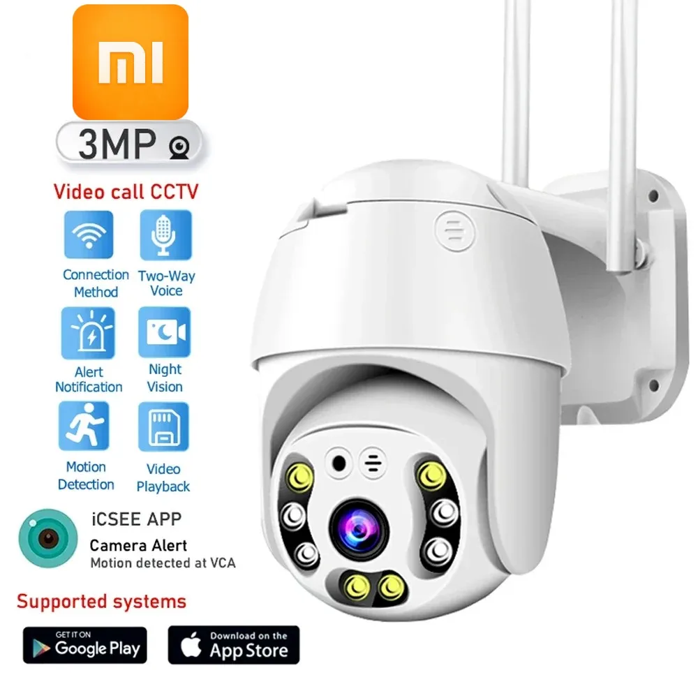 

Xiaomi Outdoor PTZ Wifi IP Camera 3MP HD Auto Tracking with Color Night Vision Two-Way Audio CCTV Security Monitor iCSee