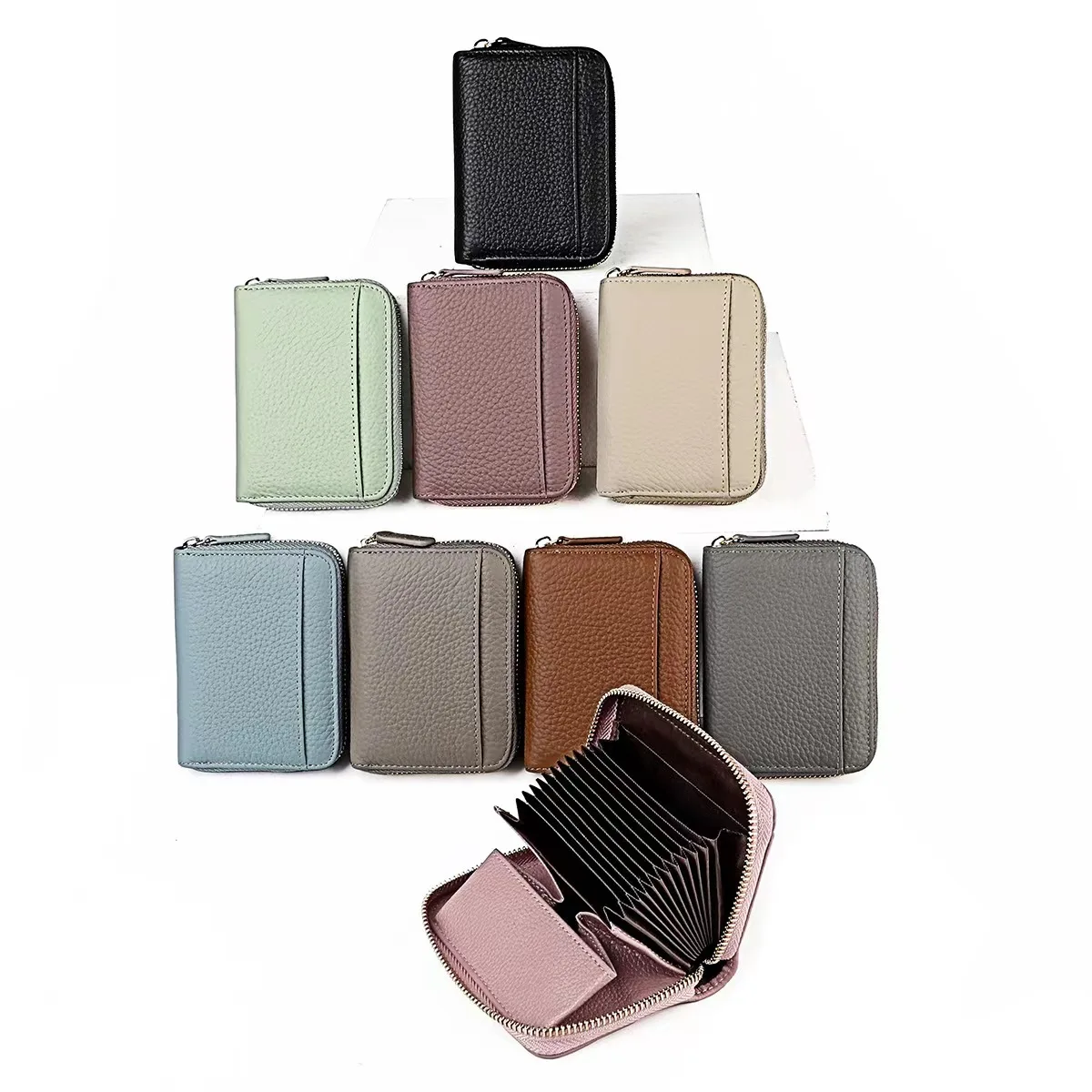 Новый держатель для карт из натуральной кожи, женский усовершенствованный держатель для нескольких карт, мужская сумка для удостоверения личности из воловьей кожи с защитой от размагничивания