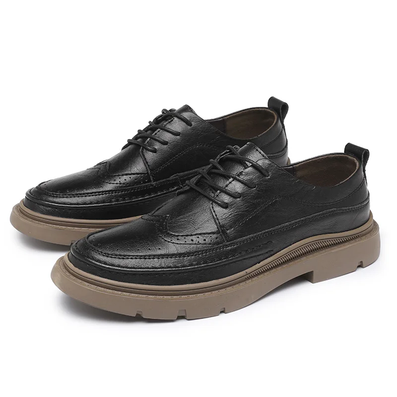 

Genuine Leather Casual Men's Shoes Classic British Gentleman Style Fashion Party Business Office Black Shoes New Hot