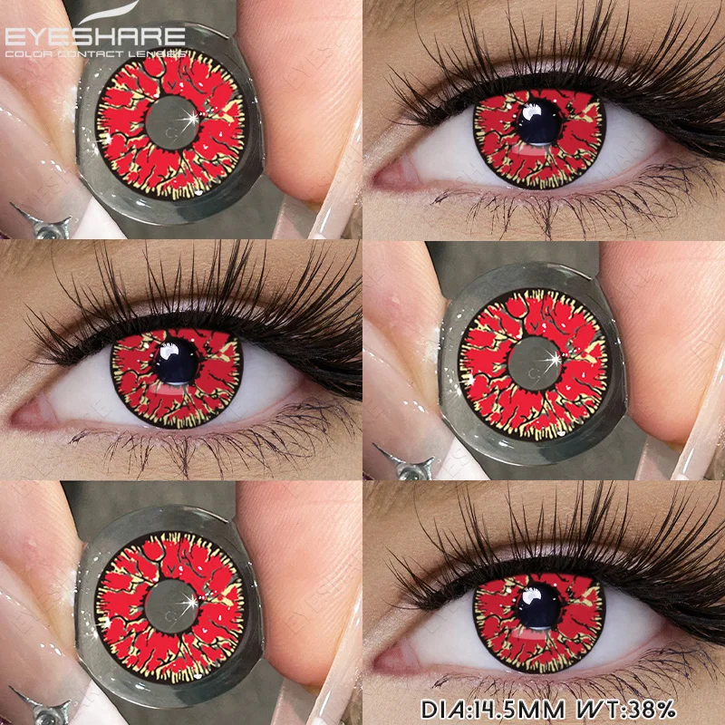 EYESHARE 1 Paar Halloween-Cosplay-Kontaktlinsen, rote Anime-Linsen, weiße Kontaktlinsen, schwarze Linsen, verrückte Augenlinsen, für die jährliche Anwendung – Detail 16