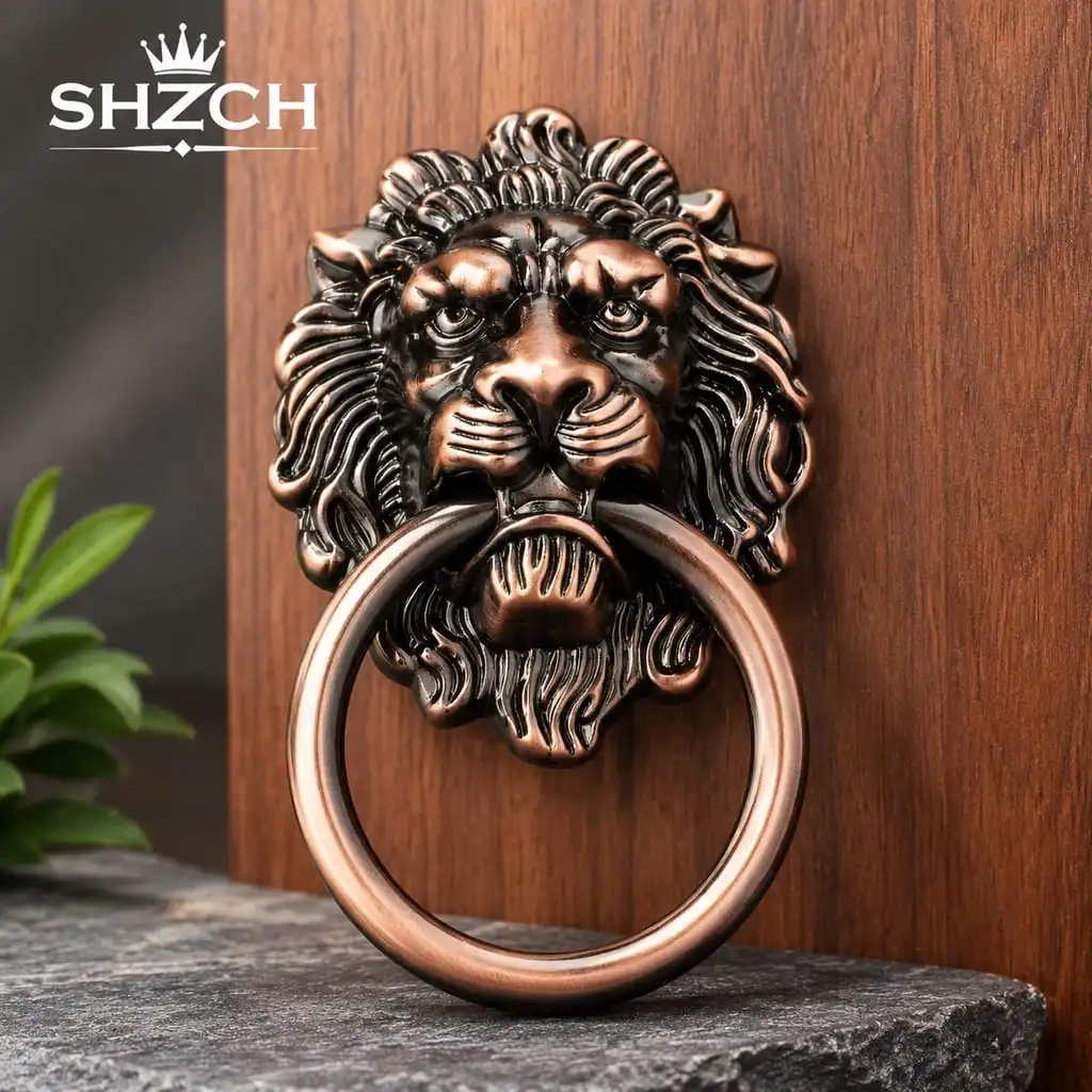 4PCS Furniture Handles 67*43mm Beast for Lion Head Antique Alloy Handle Wardrobe Drawer Door Pull Retro Decoration With Screw