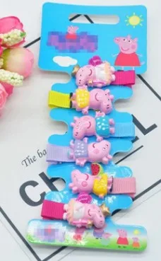 Peppa Pig Children\'s Cartoon Hairpin Movable Doll Toy Pink Piggy Mini Hairpin Girl Hair Accessory Toy sisters Gift