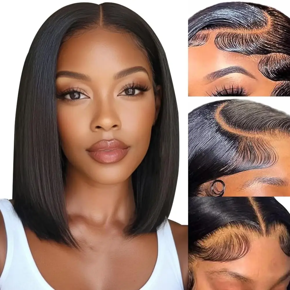 Bob Wig Human Hair 13x4 HD Lace Frontal Short Straight Lace Front Bob Wigs Human Hair Pre Plucked Glueless Free Side Part Soft