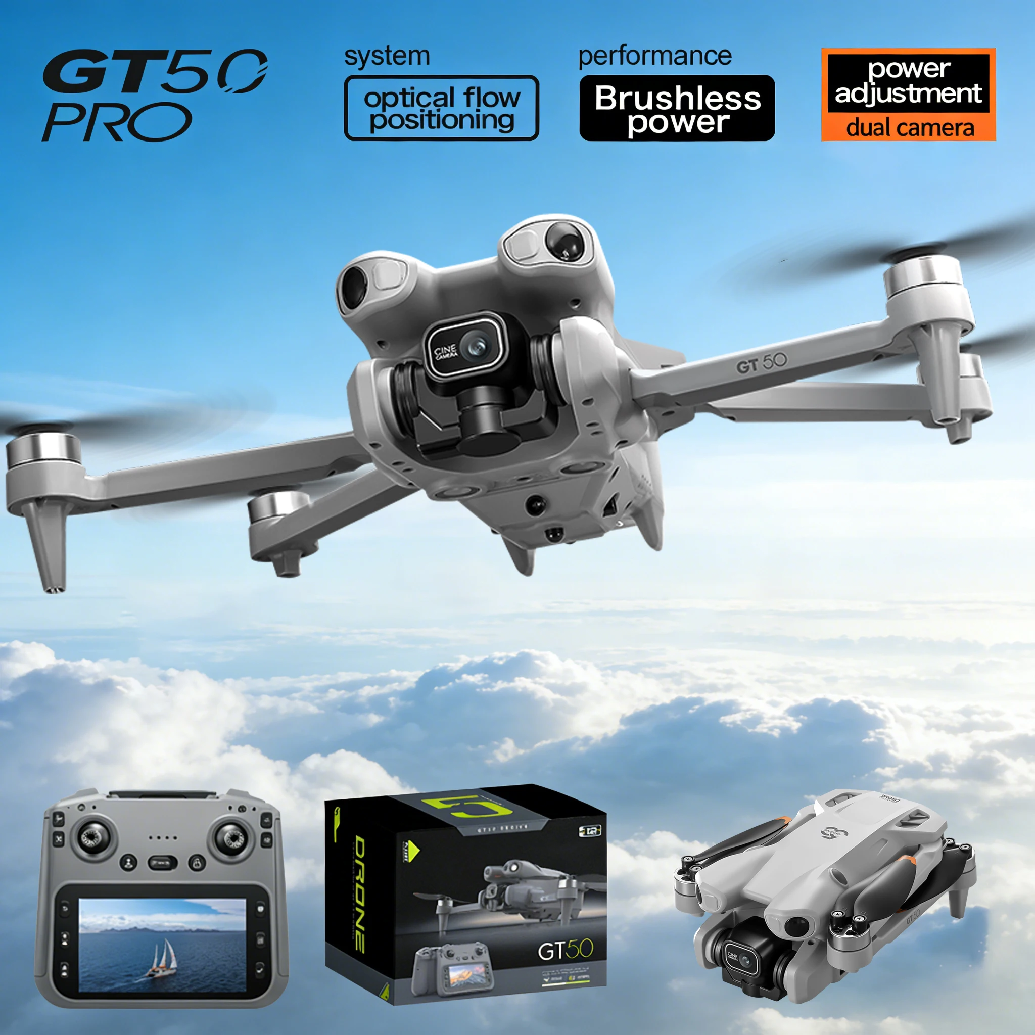 

Новый профессиональный дрон GT50 PRO с двумя 4K HD камерами, Wi-Fi, радиоуправлением, бесщеточным двигателем, монитором, для аэрофотосъемки, квадрокоптер, складной самолет-игрушка