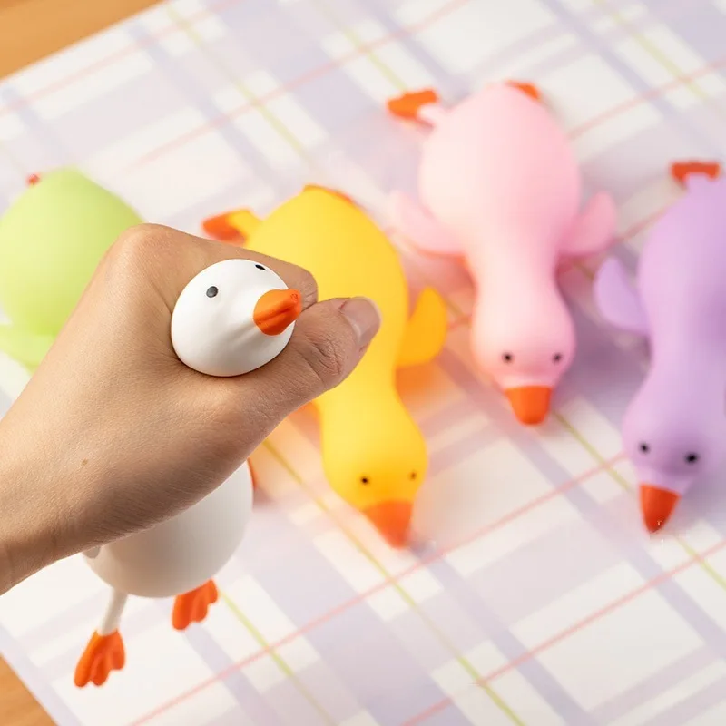 026 New Squeeze Duck Mochi Squishy Toy, Cute White Goose Stress Relief Fidget Toy, Slow Rebound Cartoon Squeeze Toy for Kids view 3